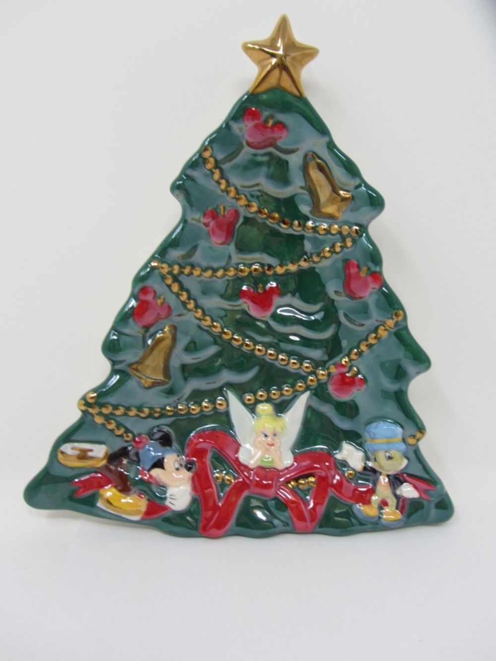 Disney Mickey & Friends Ceramic Christmas Tree Trinket dish Plate Tinkerbell